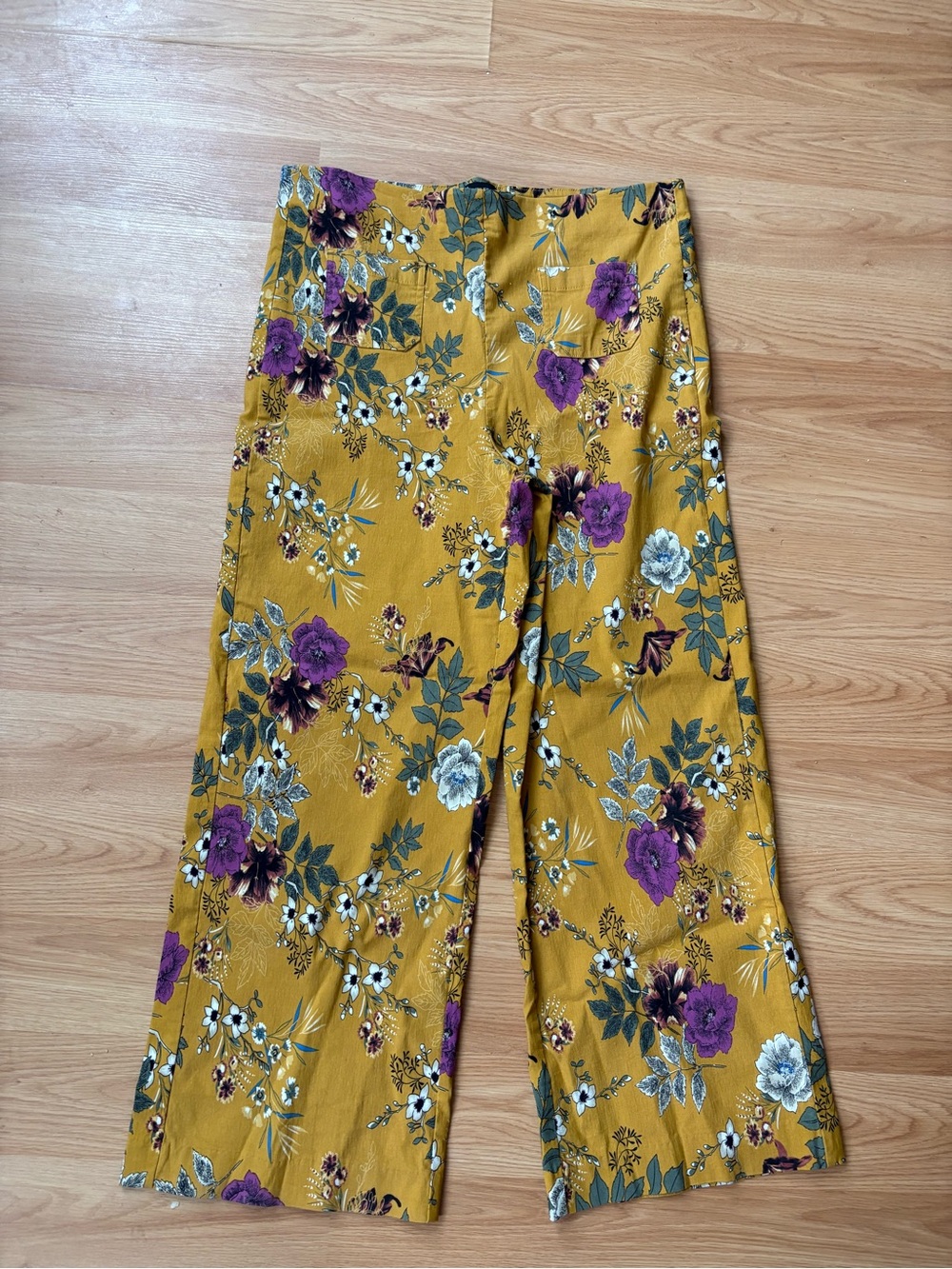 Jules & Leopold Mustard Floral wide leg pants Sz XL